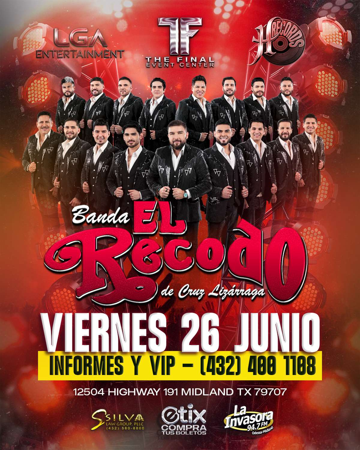 Banda El Recodo de Cruz Lizárraga — official event flyer